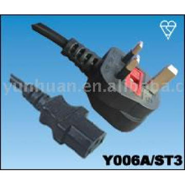 England-Typ Kabel Stromkabel Stecker Bs Genehmigung 1363 UK